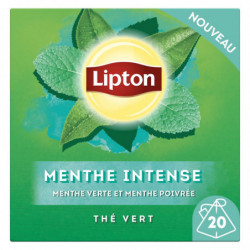 LOT DE 3 - LIPTON - Thé vert Menthe Intense - boite de 20 Sachets pyramides