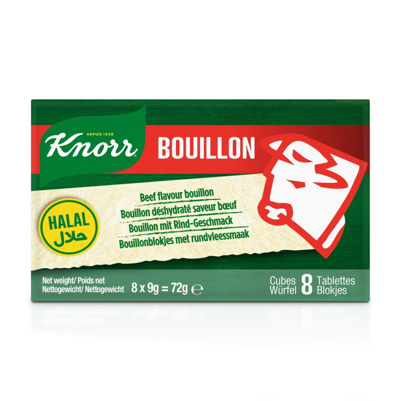 LOT DE 4 - KNORR - Bouillon saveur Buf Halal - Bouillons - boite de 8 tablettes - 72 g