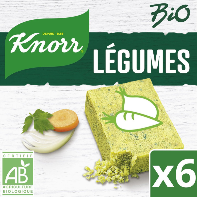 LOT DE 5 - KNORR - Bouillon de Légumes Bio - Bouillons - boite de 6 tablettes - 60 g