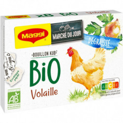 LOT DE 4 - MAGGI - Bouillon Kub de Volaille Dégraissé Bio - Bouillons - boite de 8 cubes - 80 g
