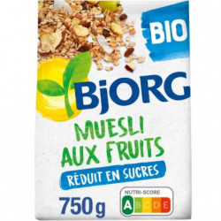 LOT DE 5 - BJORG - Muesli Bio aux Fruits - Mueslis et Avoines - paquet de 750 g