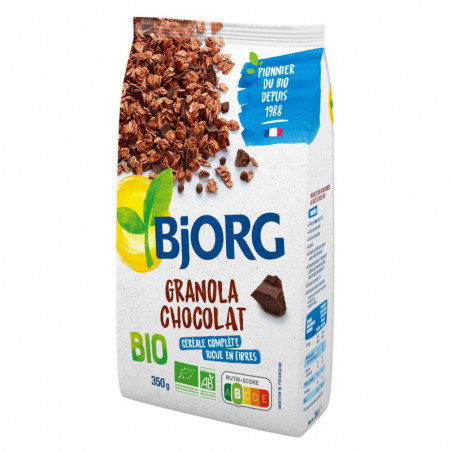 LOT DE 3 - BJORG - Céréales Granola Chocolat Bio - Mueslis et Avoines - paquet de 350 g