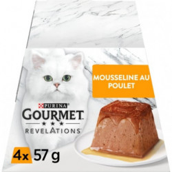 PURINA GOURMET - Révélations Mousseline Au Poulet Nappée De Sauce - Pâtée pour chat  - 4x57 g