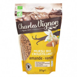 CHARLES VIGNON - Muesli Croustillant Amande Vanille Bio - Mueslis et Avoines - paquet de 375 g