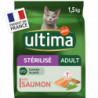 LOT DE 2 - ULTIMA - Chats Stérilisés Adultes Au Saumon Et À L'Orge - Croquettes haute nutrition - sachet de 1,5 kg