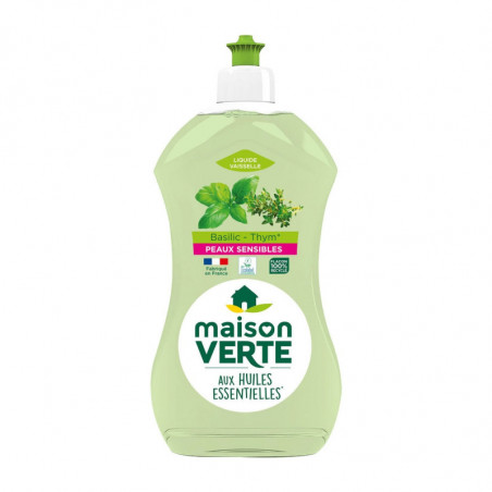 LOT DE 5 - MAISON VERTE - Liquide vaisselle Basilic Thym - flacon de 500 ml