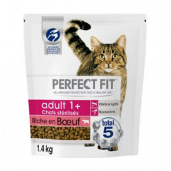 LOT DE 6 - PERFECT FIT - Croquette au Buf pour Chat Adulte Stérilisé - sac de 1,4 kg