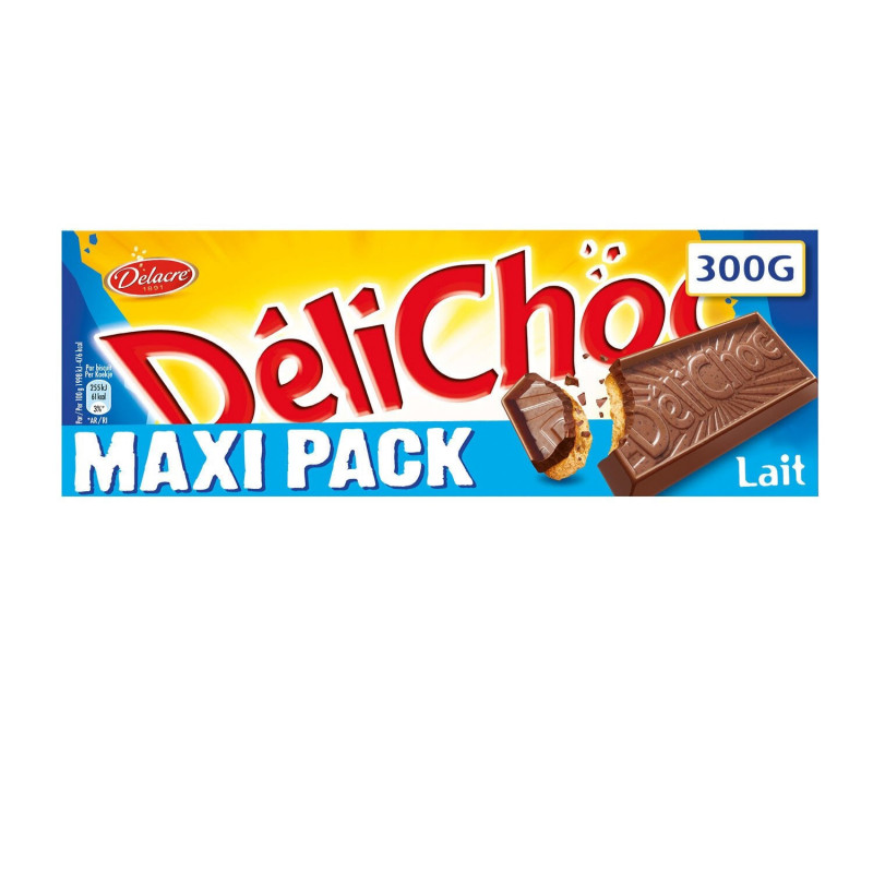 LOT DE 4 - DELACRE - Délichoc Biscuits Chocolat au Lait - paquet de 300 g