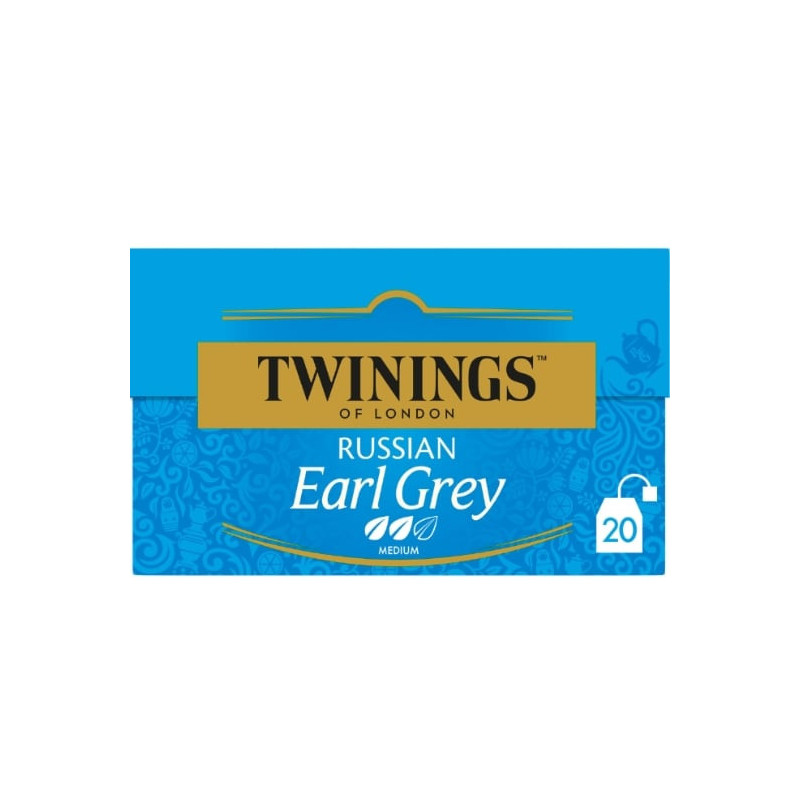 LOT DE 2 - TWININGS - Russian Earl Grey Thé noir aromatisé bergamote citron - 20 sachets - 30 g