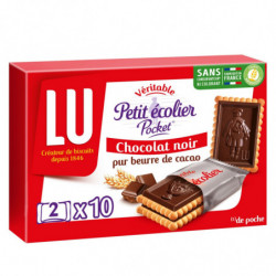 LOT DE 6 - LU - Petit Ecolier Pocket Chocolat Noir Biscuits petit beurre nappés - boîte de 10 sachets - 250 g