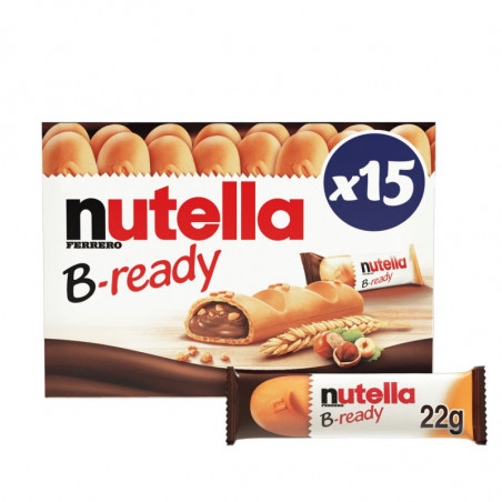 LOT DE 4 - NUTELLA - B-READY Biscuits Fourrés Noisettes et Cacao - boite de 15 biscuits - 330 g