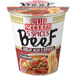 NISSIN - Cup Noodles 5 Spices Buf Soupe de nouilles Japonaises - pot de 64 g