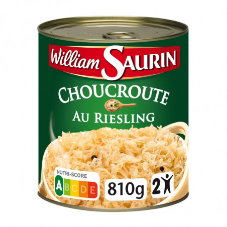 LOT DE 6 - WILLIAM SAURIN - Choucroute Cuisinée au Riesling - boite de 810 g