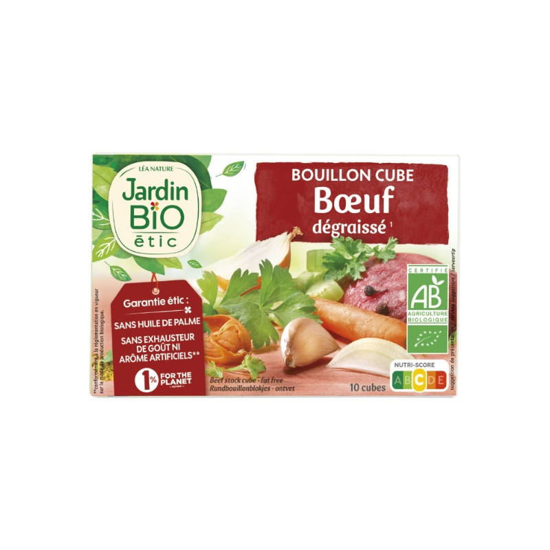 JARDIN BIO ETIC - Bouillons de cubes buf Bio Dégraissé - boîte de 10 cubes de 10 g