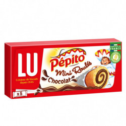 LOT DE 2 - LU - Pépito Mini Roulés Chocolat Gâteaux fourrés au chocolat - boîte de 5 sachets - 150 g