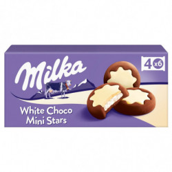 LOT DE 6 - MILKA - White choco Mini Stars Biscuits fourrés - boîte de 4 sachets - 150 g