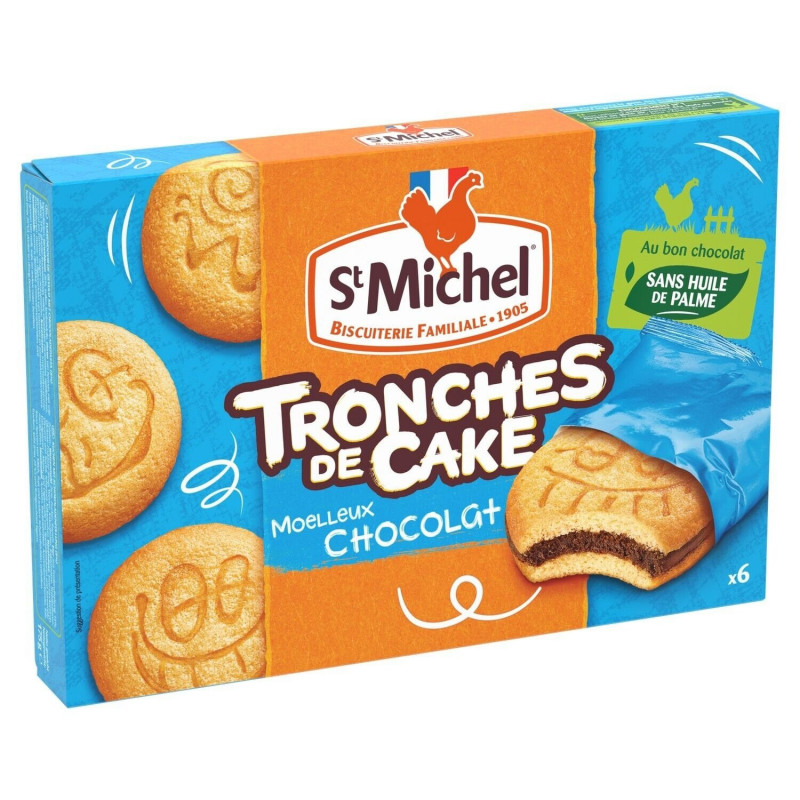 LOT DE 6 - ST MICHEL - Tronches de Cake Gâteaux Chocolat - boite de 6 - 175 g