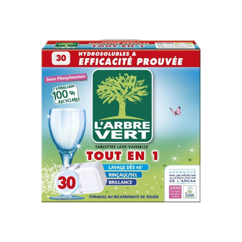 L'ARBRE VERT - Tablettes lave-vaisselle Tout en 1 - boite de 30 tablettes