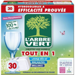 LOT DE 5 - L'ARBRE VERT - Tablettes lave-vaisselle Tout en 1 - boite de 30 tablettes