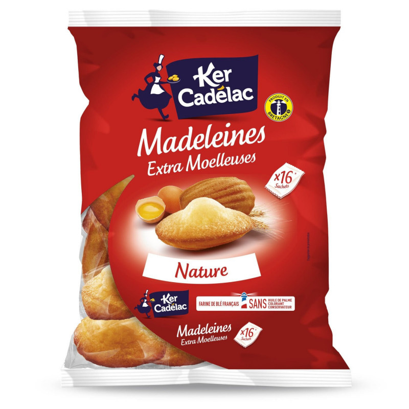 LOT DE 2 - KER CADELAC - Madeleines extra moelleuses - paquet de 16 - 400 g