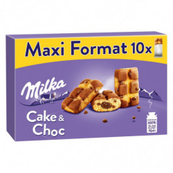 LOT DE 2 - MILKA - Cake Choc Gâteaux fourrés au chocolat et pépites chocolat - boîte de 350 g