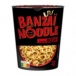 LOT DE 3 - BANZAI NOODLE - Nouilles instantanées saveur Buf - pot de 67 g