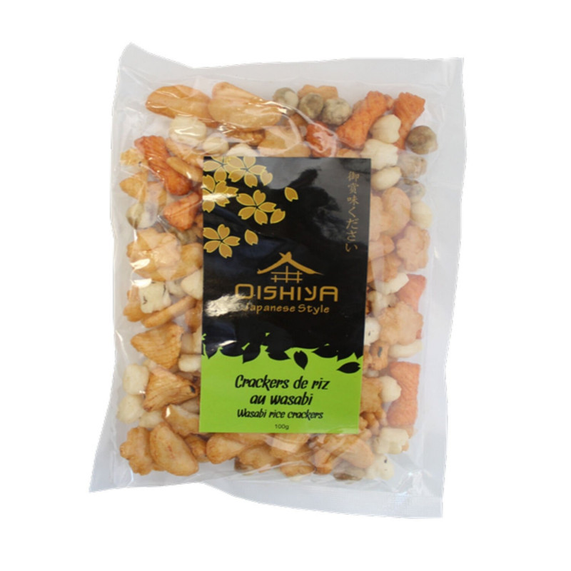 LOT DE 6 - OISHIYA - Crackers de riz au wasabi Biscuit apéritif - sachet de 100 g