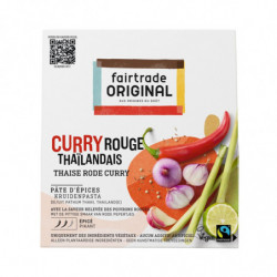 LOT DE 2 - FAIR TRADE - Pate Curry Rouge Thailandais - paquet de 70 g