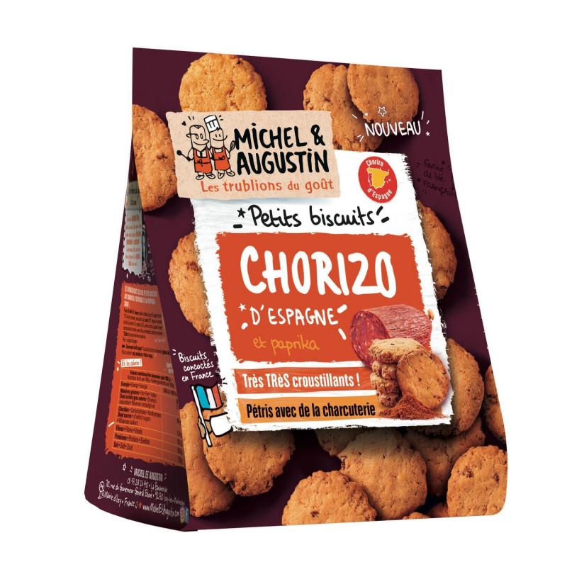 LOT DE 3 - MICHEL ET AUGUSTIN - Petits Biscuits Chorizo d'Espagne - sachet de 90 g
