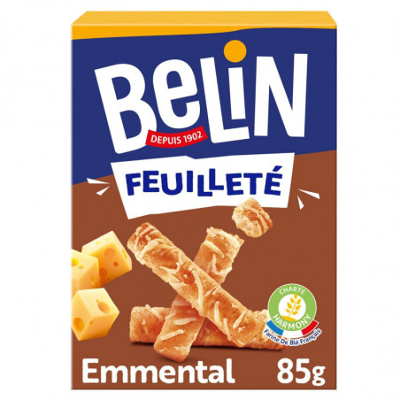 LOT DE 3 - BELIN - Feuilleté à l'Emmental Biscuits apéritifs Crackers - boîte de 85 g