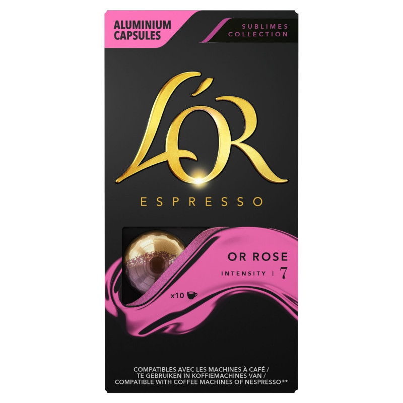 LOT DE 3 - L'OR Espresso Or Rose Intensité 7 - 10 Capsules de Café en aluminium Compatible Nespresso