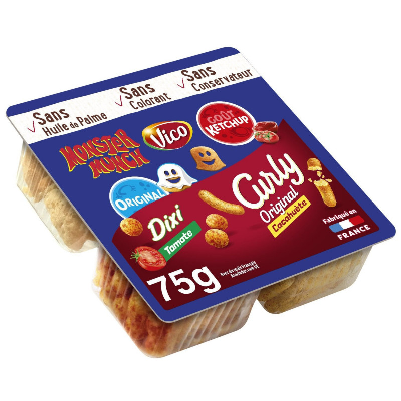 LOT DE 2 - MONSTER MUNCH - Assortiments Biscuits apéritifs salés 4 goûts - barquette de 75 g