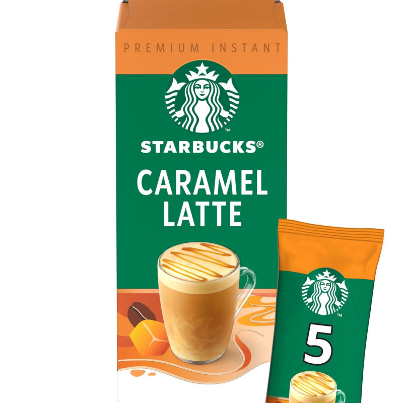 LOT DE 4 - STARBUCKS - Caramel Latte Café Soluble - boite de 5 sticks