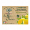 LOT DE 3 - LE PETIT OLIVIER - Savonnette Extra Douce Verveine Citron - paquet de 2 savons de 100g