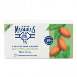 LOT DE 4 - LE PETIT MARSEILLAIS - Savon Soin Surgras Huile Amande Douce Mains Et Corps -paquet de 6 savons de 100 g