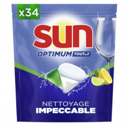 SUN - Citron Optimum Tout En 1 Tablettes Lave-Vaisselle - paquet de 34 tablettes