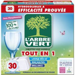 LOT DE 3 - L'ARBRE VERT - Tout En 1 Tablettes Lave-Vaisselle - boîte de 30 tablettes