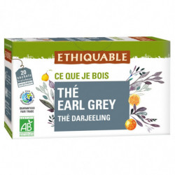 LOT DE 5 - ETHIQUABLE - Thé noir Earl Grey Darjeeling Bio - boite de 20 sachets
