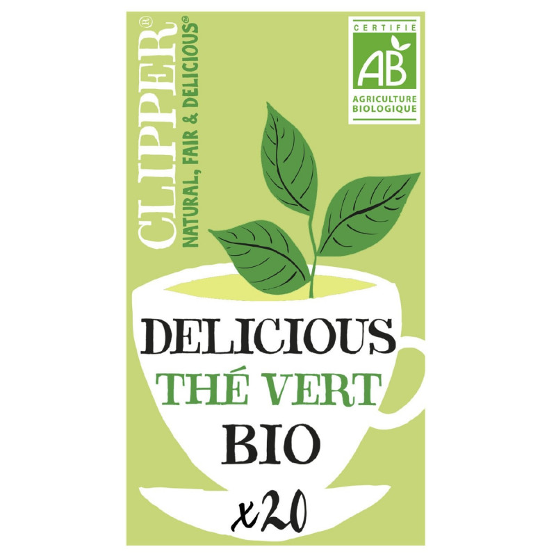 LOT DE 2 - CLIPPER - Thé vert Bio Delicious - boite de 20 sachets - 35 g
