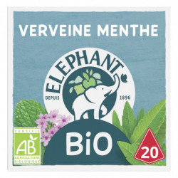 LOT DE 3 - ELEPHANT - Infusion Bio Verveine Menthe - boite de 20 Sachets Pyramid®