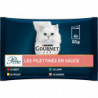 LOT DE 5 - PURINA GOURMET - Perle Filettines en Sauce buf poulet lapin saumon Pâtée chat Adulte - paquet de 4 sachets de 85 g