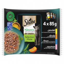 LOT DE 3 - SHEBA - Nature's Collection en Sauce Sélection Mixte - paquet de 4 sachets de 85 g