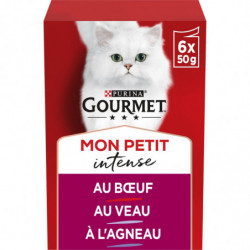 LOT DE 3 - PURINA GOURMET - Mon Petit Intense Buf Veau Agneau Pâtée pour chat - boite de 6 sachets de 50 g