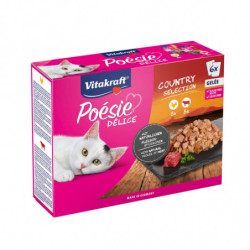 VITAKRAFT - Poésie Délice Country Sélection en Gelée Pâtée pour chat - boite de 6 sachets de 85 g