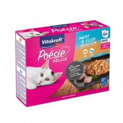 LOT DE 5 - VITAKRAFT - Poésie Délice Fish Meat Sélection en Gelée Pâtée pour chat - boite de 6 sachets de 85 g