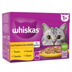 LOT DE 2 - WHISKAS - Les Festins à la volaille en Gelée Pâtée pour chat - boite de 12 sachets de 85 g