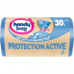 LOT DE 4 - HANDY BAG - Protection Active Sacs poubelle 30 L à lien - rouleau de 20 sacs
