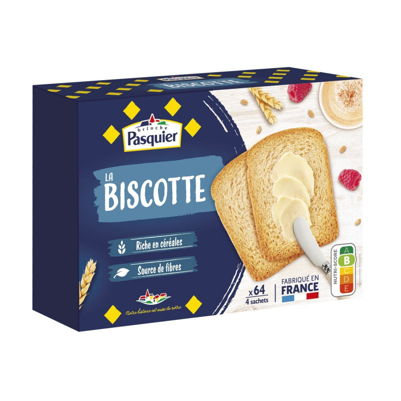 LOT DE 2 - PASQUIER - La Biscotte au Froment - boite de 64 tranches - 550 g
