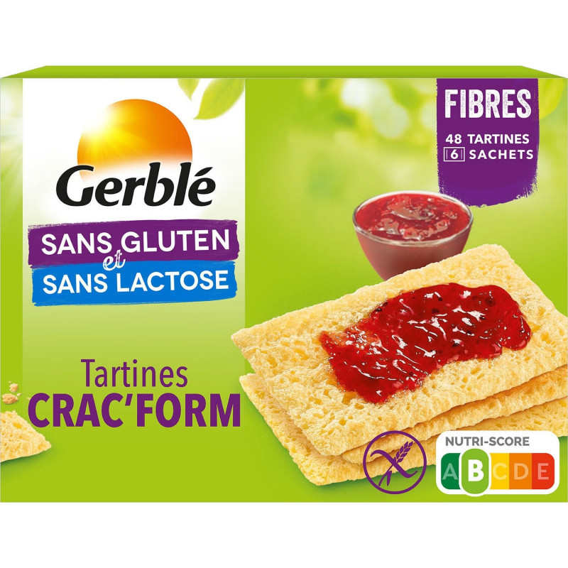 LOT DE 3 - GERBLE - Tartines Crac'Form Sans Gluten Fibres - boite de 250 g
