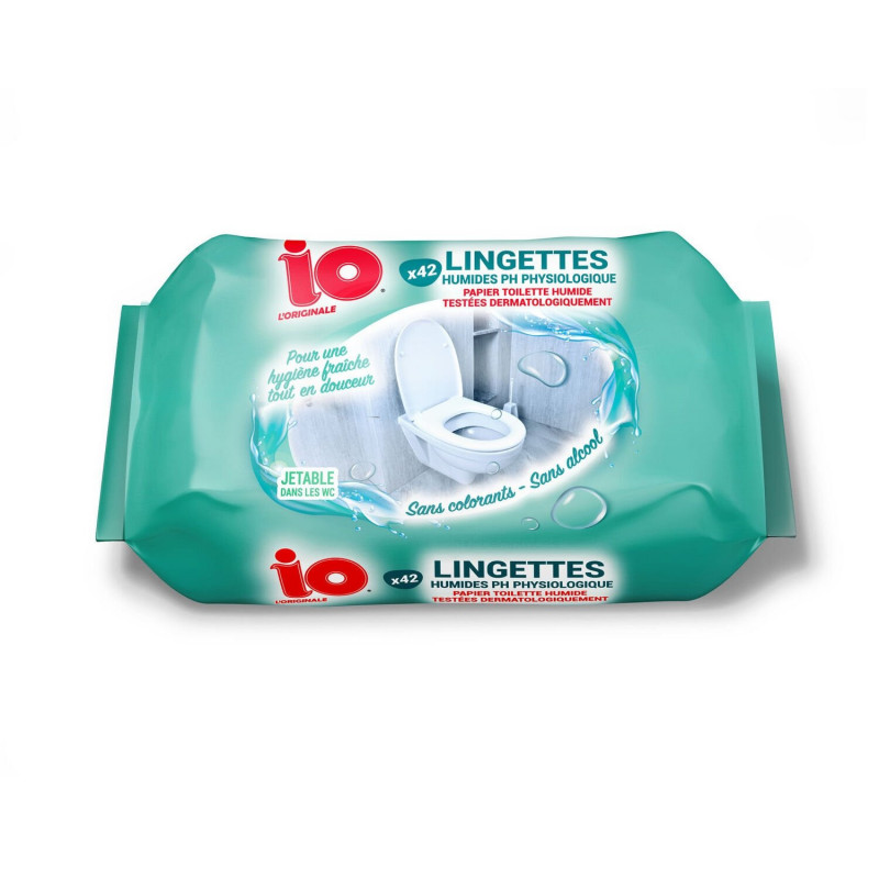 LOT DE 4 - IO - Lingette Humides Ph Physiologique Papier toitette - paquet de 42 lingettes